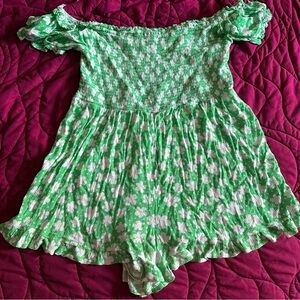 Vibrant Green Floral Romper